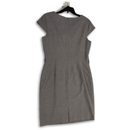 Womens Gray Drape Neck Cap Sleeve Knee Length Back Zip Sheath Dress Sz 12 alternative image