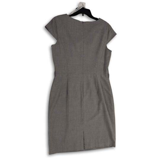 Womens Gray Drape Neck Cap Sleeve Knee Length Back Zip Sheath Dress Sz 12 image number 2