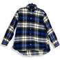 Madewell Womens Blue Plaid Flannel Collared Oversized Button-Up Shirt Size Small image number 1