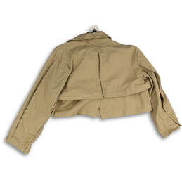 NWT Womens Tan Long Sleeve Spread Collar Cropped Jacket Size Medium alternative image