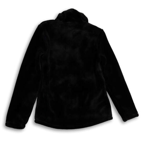 Womens Black Faux Fur Long Sleeve Collared Pockets Full-Zip Jacket Size S image number 2