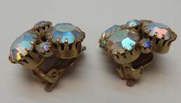 VNTG Weiss Aurora Borealis Gold Tone Cluster Clip On Earrings 16.7g alternative image