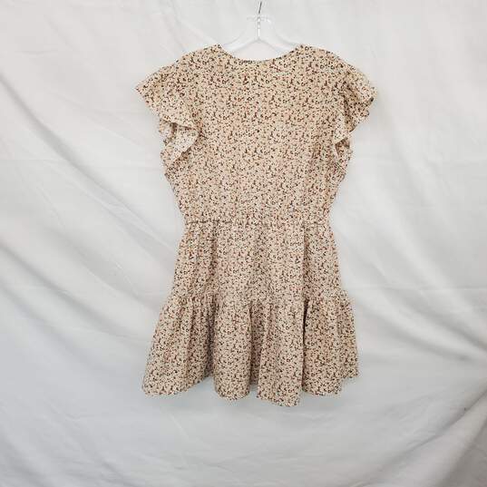 Treasure & Bond Beige Floral Patterned Midi Baby Doll Dress WM Size XXS image number 2
