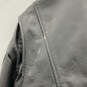 Mens Black Leather Long Sleeve Band Collar Full-Zip Motorcycle Jacket Sz XL image number 3