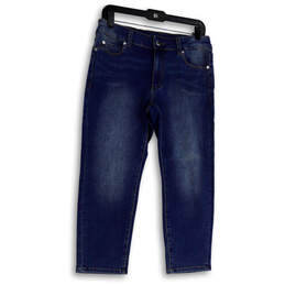 Womens Blue Denim Dark Wash Stretch Pockets Skinny Leg Jeans Size 10/30
