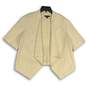 Ann Taylor Womens Beige Shimmer Short Sleeve Open Front Jacket Size Large image number 1