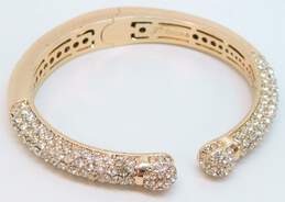 Designer Joan Boyce Swarovski Crystal Pave Rose Gold Plated Hinged Cuff Bangle Bracelet alternative image