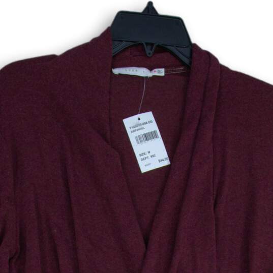 NWT LUSH Womens Maroon Long Sleeve Front Knotted Blouse Top Size M image number 3