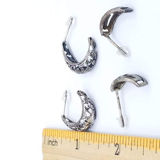 925 Silver Earrings Set Of 2 Half Hoop image number 5
