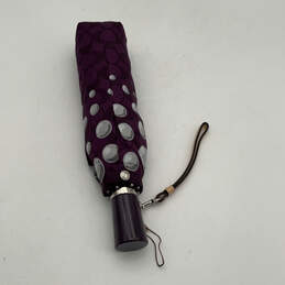 Womens Purple Polka Dot Automatic Open Close Tie Wrap Full Size Umbrella