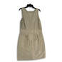 Womens Tan Printed Sleeveless Round Neck Back Zip Sheath Dress Size 14 image number 1