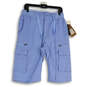 NWT Mens Blue Flat Front Elastic Waist Flap Pocket Drawstring Cargo Shorts Size M image number 1