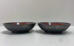 Vintage Hand Painted Pewter Bowls Lot of 2 Oriental Porcelain Decorative Bowls