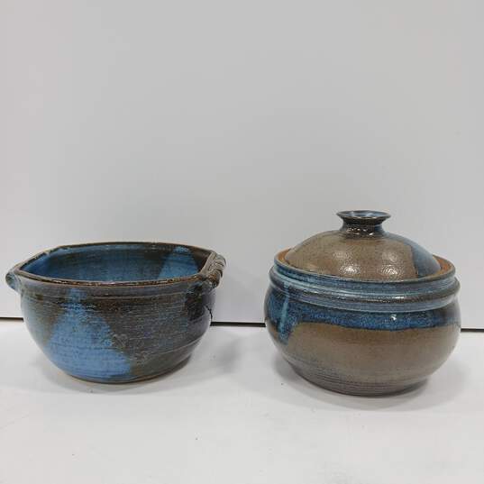 Pair of Blue Ceramic Pots image number 1