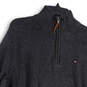 Mens Gray Heather Mock Neck 1/4 Zip Long Sleeve Pullover Sweater Size XL image number 3