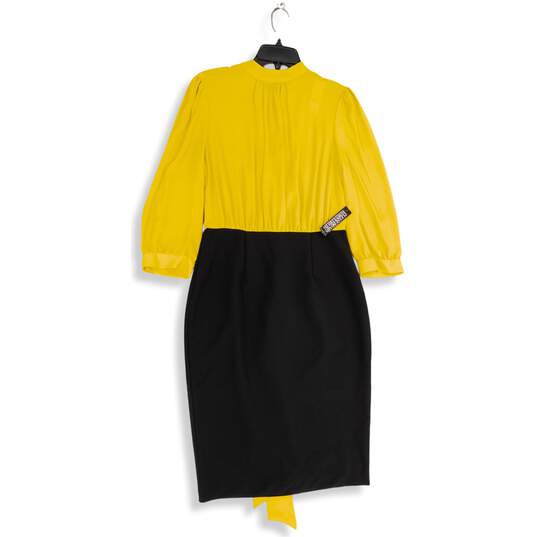 NWT New York & Company Womens Yellow Black Balloon Sleeve Sheath Dress Size 10 image number 1