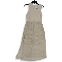 NWT Maurices Womens Cream Smocked Sleeveless Round Neck Fit & Flare Dress M alternative image