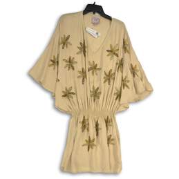 NWT Romeo & Juliet Couture Womens Beige Floral Pullover Blouson Dress Size L