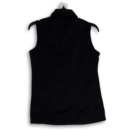 Womens Black Mock Neck Full-Zip Golf Windbreaker Vest Size Small image number 2