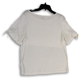 Womens White Short Sleeve Round Neck Pullover Blouse Top Size Large alternative image