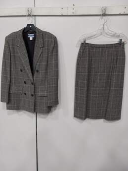 Women's Pendleton Houndstooth Pure Wool Suit Skirt Set Sz 12