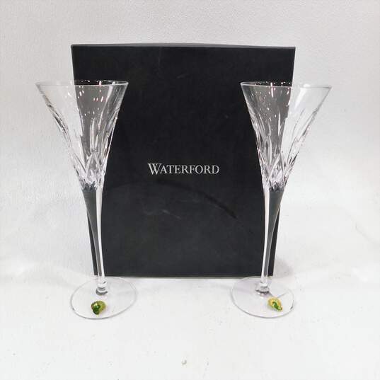Pair Of Waterford Crystal Lismore Pops Toasting Flutes IOB image number 1