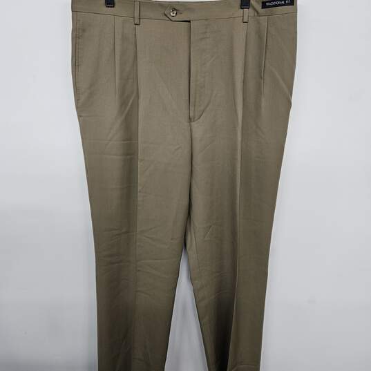 Jos A Bank Traditional Fit Tan Dress Pants image number 1