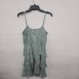 Green Floral Print Sleeveless Ruffle Tiered Blouse alternative image