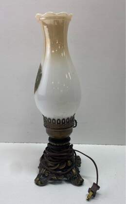 Vintage Parlor Style 15.5inch Tall Metal Base Table Top Hurricane Lamp alternative image