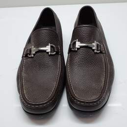 Salvatore Ferragamo Brown Pebble Leather Horsebit Loafers Sz 8.5 AUTHENTICATED