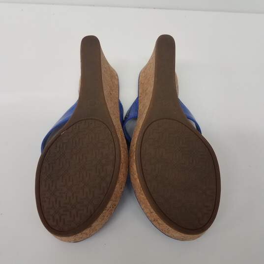 UGG Natassia Platform Leather Wedge Sandals Cobalt Blue Size 9 image number 4