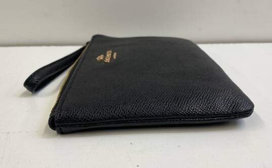 COACH Black Leather Zip Envelope Pouch Wallet Wristlet image number 4