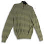 Mens Green Striped Long Sleeve Mock Neck Quarter Zip Pullover Sweater Sz M image number 1