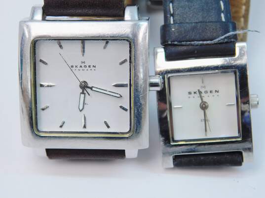 Skagen Denmark Silver Tone Leather Band His & Hers Watches 65.6g image number 1