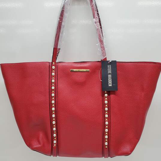 Steve Madden Red Leather Tote Bag image number 6