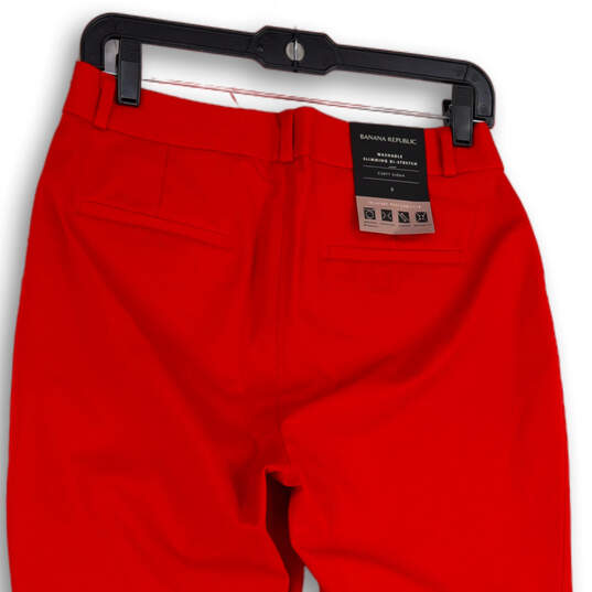NWT Womens Red Slim Fit Curvy Flat Front Stretch Pockets Ankle Pants Size 6 image number 4