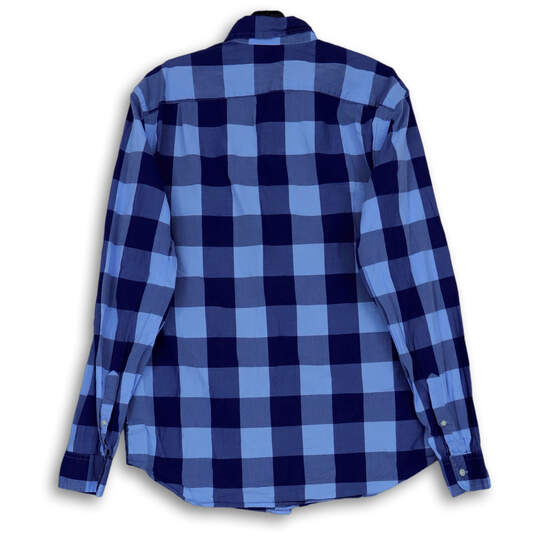 Mens Blue Buffalo Plaid Pocket Lightweight Long Sleeve Button-Up Shirt Sz M image number 2