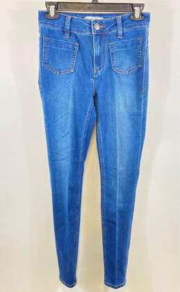 Free People Womens Blue Medium Wash 5 Pocket Design Denim Skinny Jeans Size 25