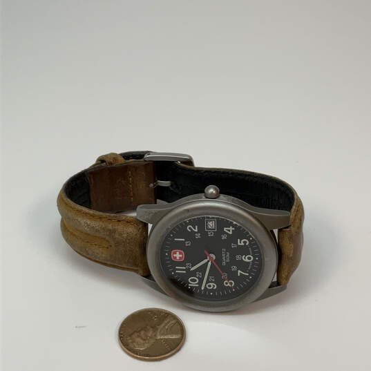 Designer Swiss Army Wenger Silver-Tone Round Dial Analog Wristwatch w/ Box image number 2