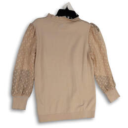 NWT Womens Beige Knitted Lace Round Neck Long Sleeve Pullover Sweater Sz S alternative image