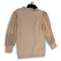 NWT Womens Beige Knitted Lace Round Neck Long Sleeve Pullover Sweater Sz S image number 2
