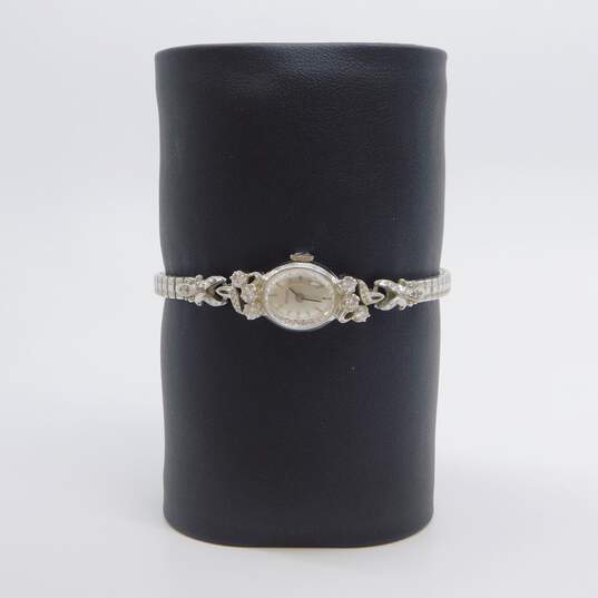 Ladies Vintage LeGant 14K White Gold Case 0.50 CTTW Diamond Jeweled Watch 15.4g image number 1