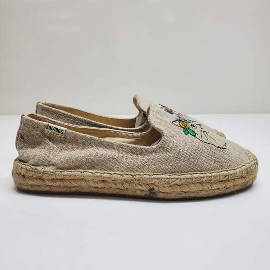 Soludos Spirit Animal Espadrille Smoking Slippers Size 7 Embroidered Cats image number 1