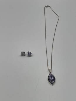 925 Sterling Silver Womens Pendant Necklace & Earrings Jewelry Set 6.9g