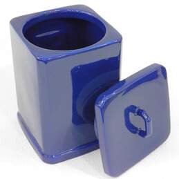 Vintage Roshco Tile Ware Cobalt Blue Ceramic Canisters Set of 3 alternative image