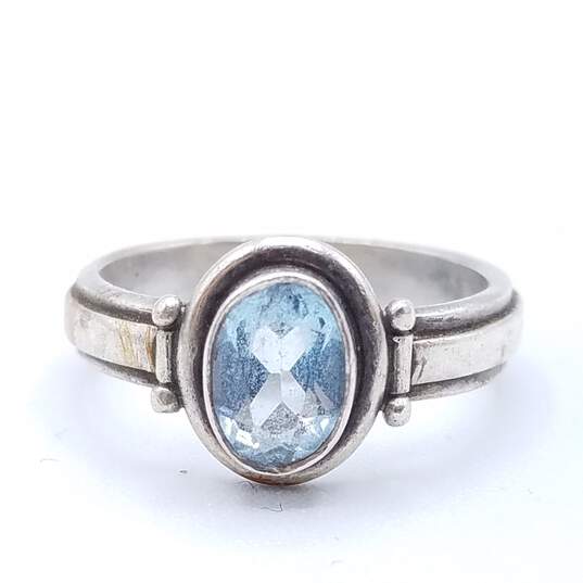 925 Silver Blue Topaz Ring Size 5 image number 1