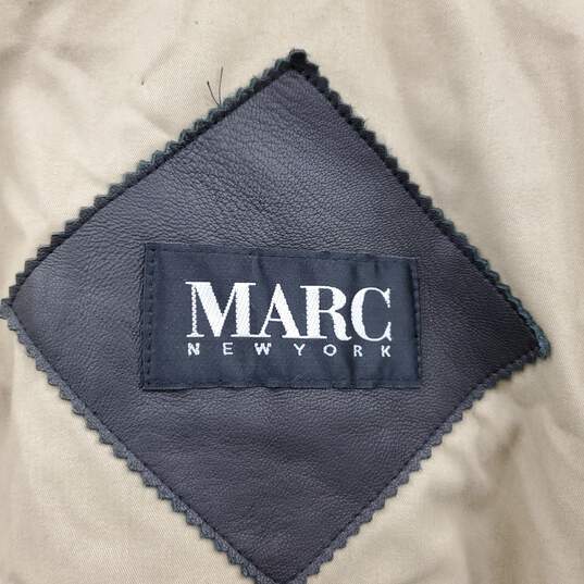 Marc New York Men Black Leather Jacket sz L image number 4