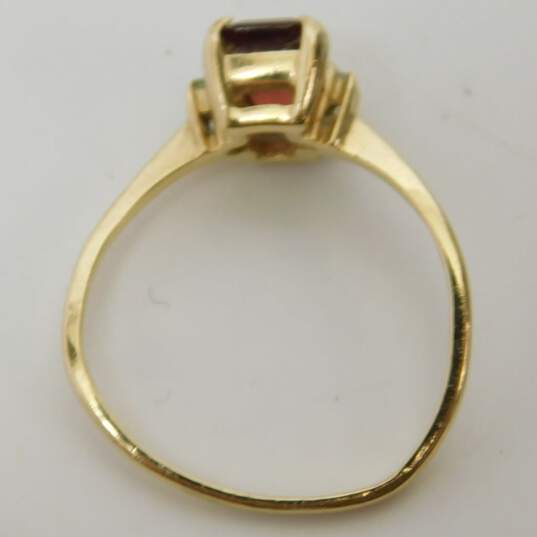 10K Yellow Gold Diamond Accent Garnet Ring 1.6g image number 4