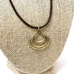 Designer Fossil Gold-Tone Red Leather Cord Classic Pendant Necklace alternative image