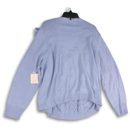 NWT LC Lauren Conrad Womens Blue Ruffle Pointelle Cardigan Sweater Size 3X alternative image
